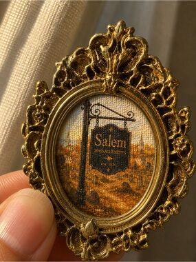 Tiny Framed Canvas Art in Ornate Frame | Salem Graveyard